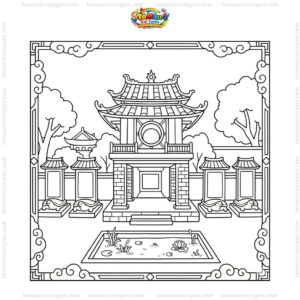 Tranh tô màu Văn Miếu Quốc Tử Giám cho bé