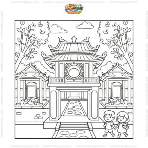 Tranh tô màu Văn Miếu Quốc Tử Giám đẹp