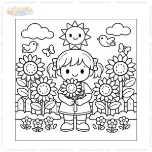 Tranh tô màu vườn hoa hướng dương