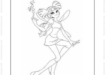 Tranh tô màu Winx Musa âm nhạc