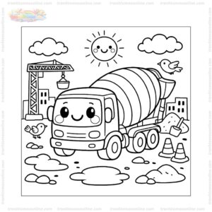 Tranh tô màu xe bồn bê tông cute Tranh tô màu xe bồn bê tông cute