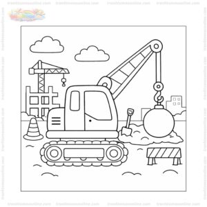 Tranh tô màu xe cần cẩu công trình Tranh tô màu xe cần cẩu công trình