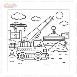 Tranh tô màu xe cần cẩu đang nâng Tranh tô màu xe cần cẩu đang nâng