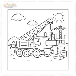 Tranh tô màu xe cần cẩu ngoài trời Tranh tô màu xe cần cẩu ngoài trời