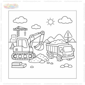 Tranh tô màu xe cần cẩu và xe tải Tranh tô màu xe cần cẩu và xe tải