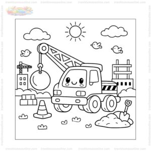 Tranh tô màu xe cần cẩu xinh Tranh tô màu xe cần cẩu xinh