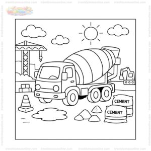 Tranh tô màu xe trộn bê tông đẹp Tranh tô màu xe trộn bê tông đẹp