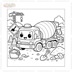 Tranh tô màu xe trộn bê tông chibi Tranh tô màu xe trộn bê tông chibi