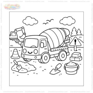Tranh tô màu xe trộn bê tông cho bé Tranh tô màu xe trộn bê tông cho bé