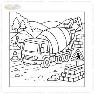 Tranh tô màu xe trộn bê tông đang chạy Tranh tô màu xe trộn bê tông đang chạy
