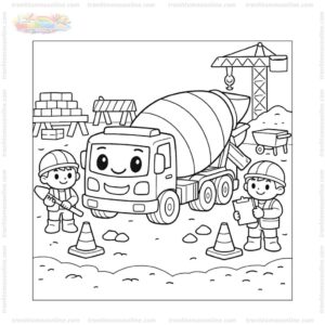 Tranh tô màu xe trộn bê tông hoạt hình Tranh tô màu xe trộn bê tông hoạt hình