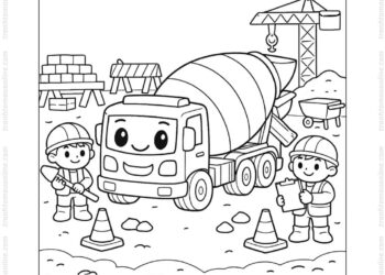 Tranh tô màu xe trộn bê tông hoạt hình