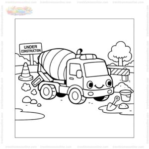 Tranh tô màu xe trộn bê tông mini Tranh tô màu xe trộn bê tông mini