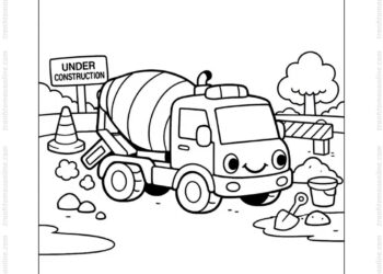 Tranh tô màu xe trộn bê tông mini