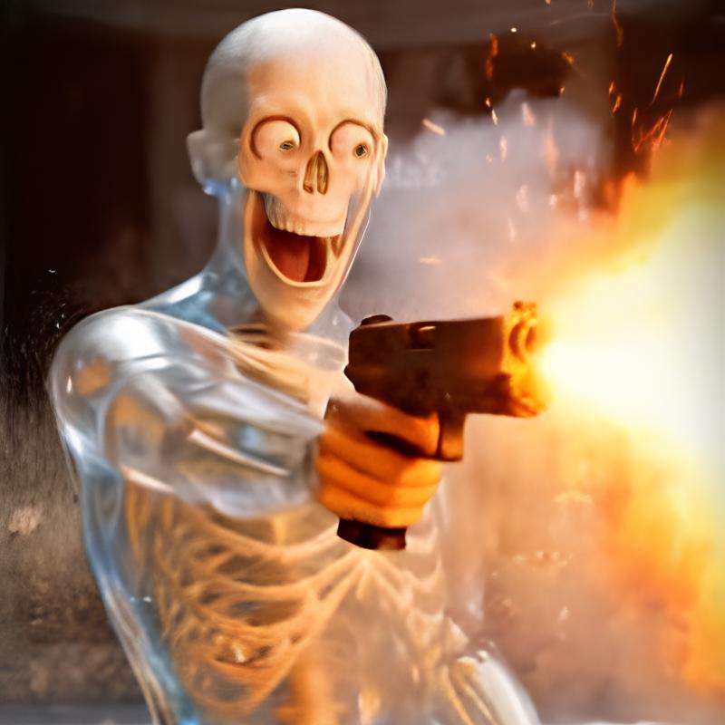 Bộ xương meme bắn súng hài hước