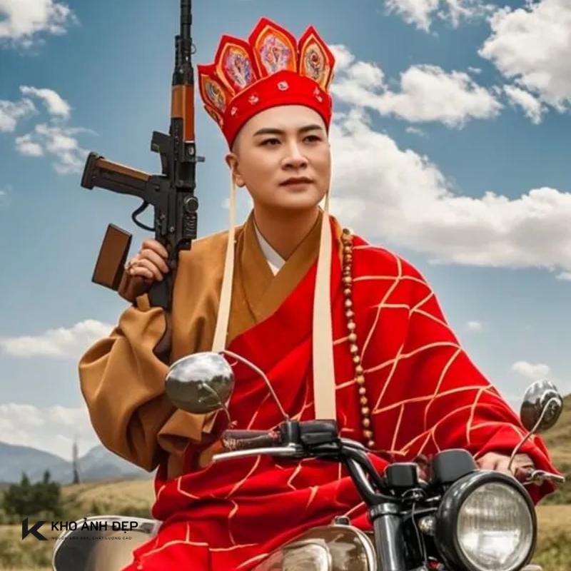 100+ Ảnh Đường Tăng meme cực kỳ "tấu hài" và “lầy lội” 12 Đường Tăng cầm súng AK lái xe máy