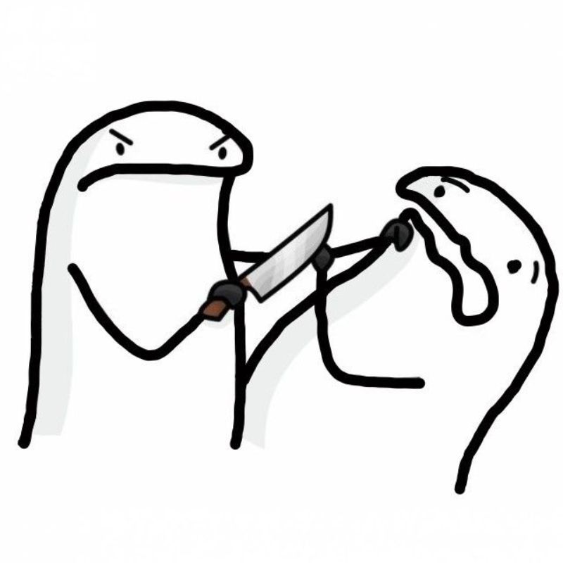 Meme cầm dao dọa đối phương