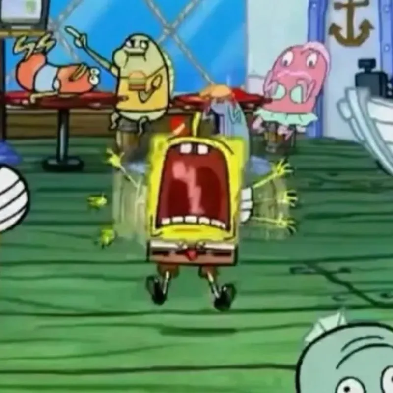 Meme nhân vật SpongeBob la hét giãy đành đạch