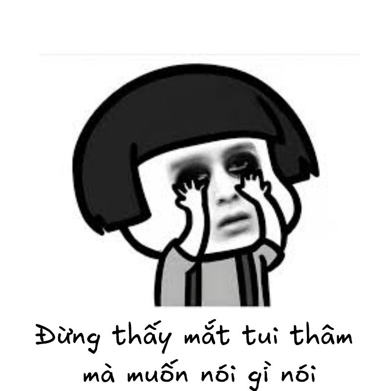 Meme hoạt hình mắt thâm quầng không muốn ai nói gì về đôi mắt của mình.