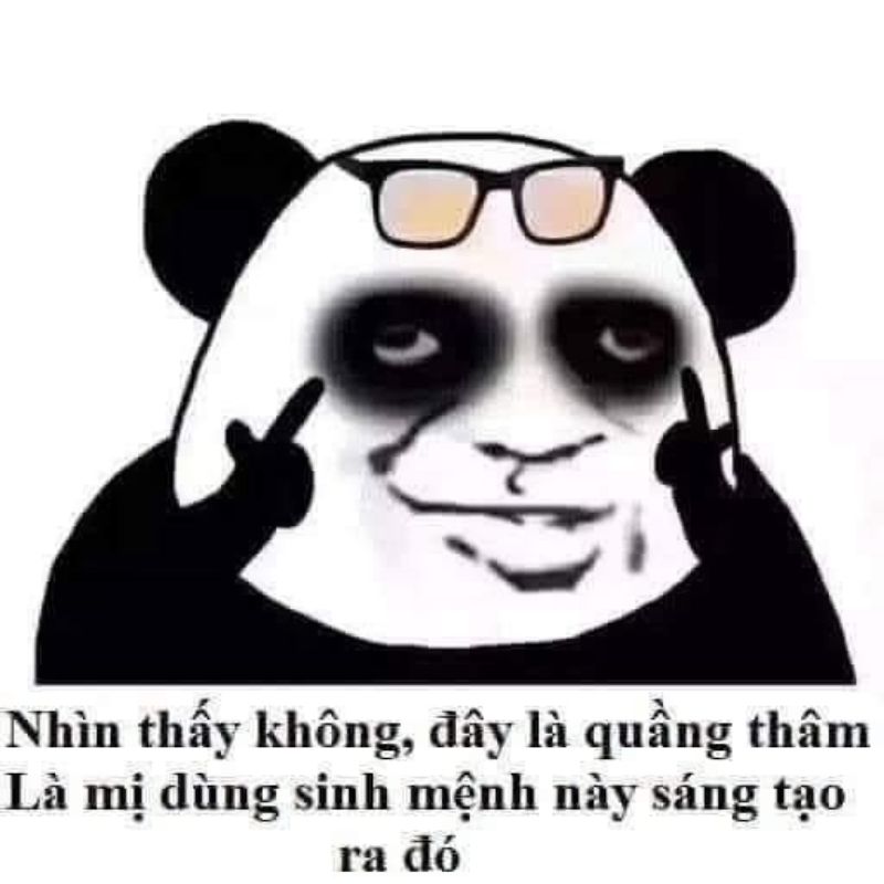 Meme gấu trúc đeo kính tự hào về quầng thâm "sáng tạo" của mình.