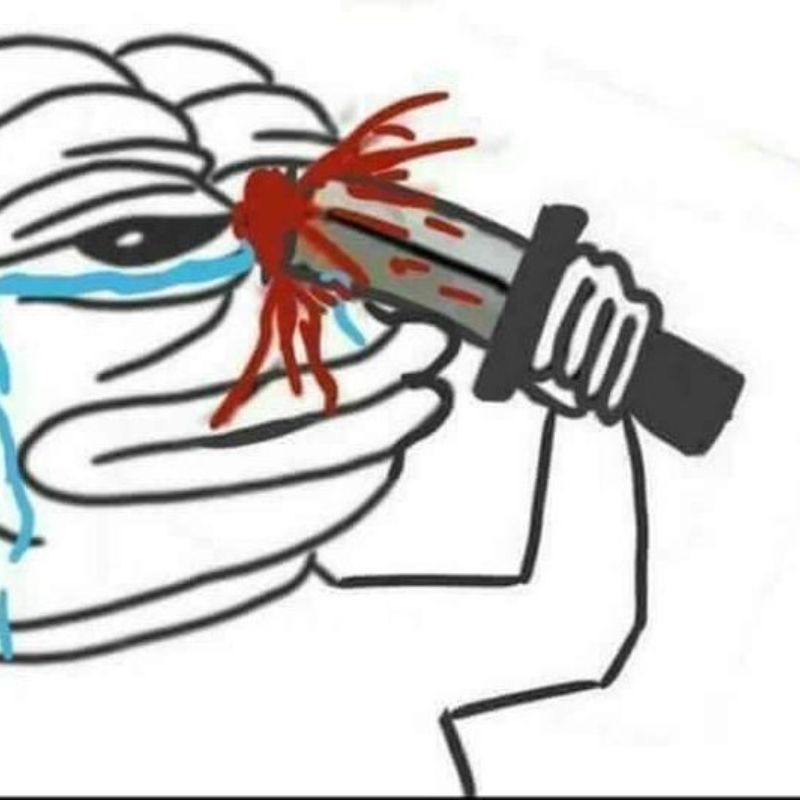 Meme ếch trắng tự đâm mù mắt