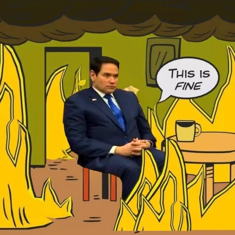 15+ Meme nổi tiếng nhất thế giới và Việt Nam cực viral 20 Ảnh chế Marco Rubio this is fine