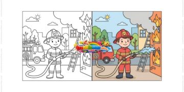 tô màu lính cứu hỏa