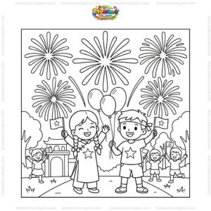 Tranh tô màu 2/9 bắn pháo hoa