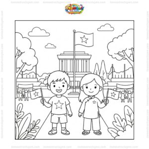 Tranh tô màu 2/9 cờ đỏ sao vàng