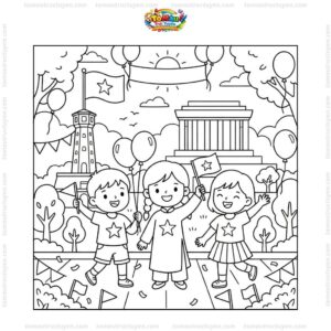 Tranh tô màu 2/9 thiếu nhi chào mừng