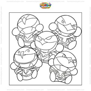 Tranh tô màu 5 anh em siêu nhân chibi