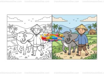 tranh tô màu bác nông dân