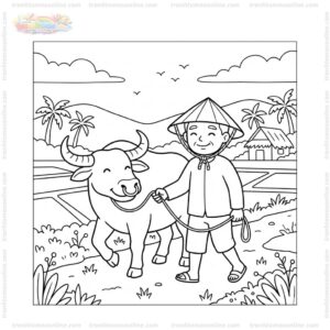 Tranh tô màu bác nông dân chăn trâu