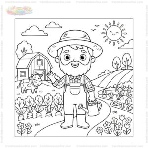 Tranh tô màu bác nông dân cute