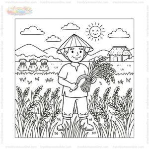 Tranh tô màu bác nông dân gặt lúa