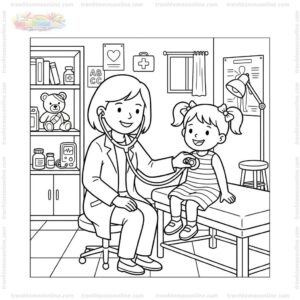Tranh tô màu bác sĩ khám bệnh Tranh tô màu bác sĩ khám bệnh