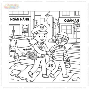 Tranh tô màu cảnh sát bắt cướp Tranh tô màu cảnh sát bắt cướp