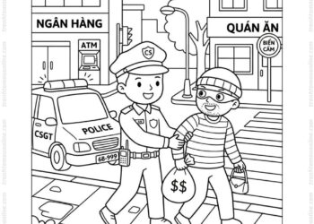 Tranh tô màu cảnh sát bắt cướp