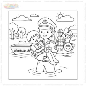 Tranh tô màu cảnh sát cứu người Tranh tô màu cảnh sát cứu người