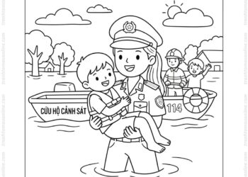 Tranh tô màu cảnh sát cứu người