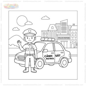 Tranh tô màu cảnh sát tuần tra Tranh tô màu cảnh sát tuần tra