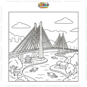 Tranh tô màu cầu Mỹ Thuận đẹp