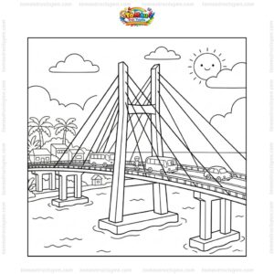Tranh tô màu cầu Mỹ Thuận đơn giản