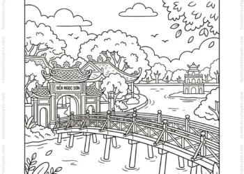 Tranh tô màu cầu Thê Húc cho bé