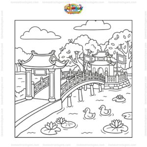 Tranh tô màu cầu Thê Húc cute