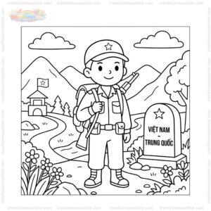 Tranh tô màu chú bộ đội biên phòng Tranh tô màu chú bộ đội biên phòng
