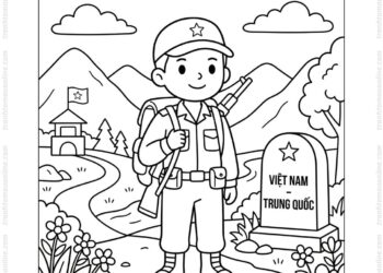 Tranh tô màu chú bộ đội biên phòng