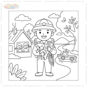 Tranh tô màu chú bộ đội cứu hộ Tranh tô màu chú bộ đội cứu hộ