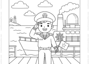 Tranh tô màu chú bộ đội hải quân