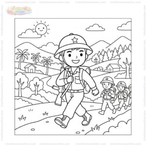 Tranh tô màu chú bộ đội hành quân Tranh tô màu chú bộ đội hành quân
